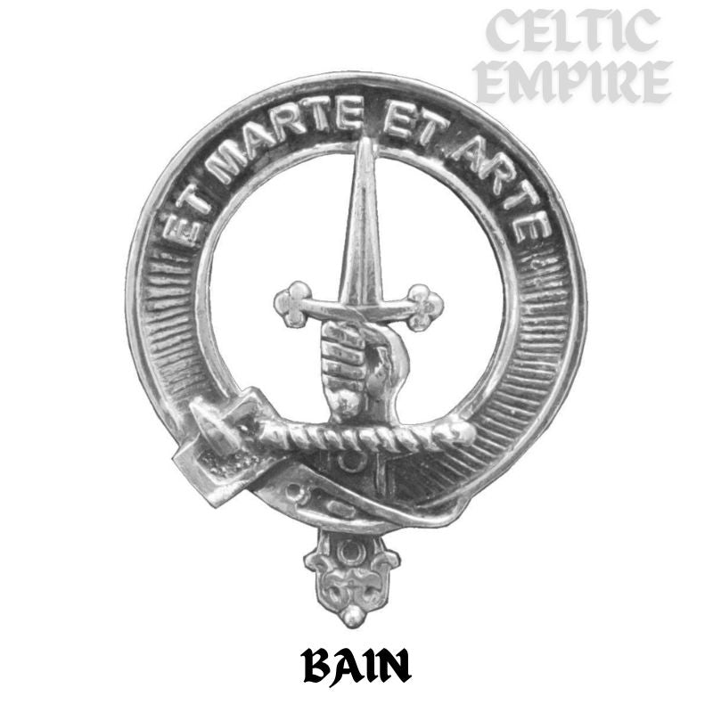 Bain Family Clan Crest Scottish Badge Stainless Steel Flask 8oz