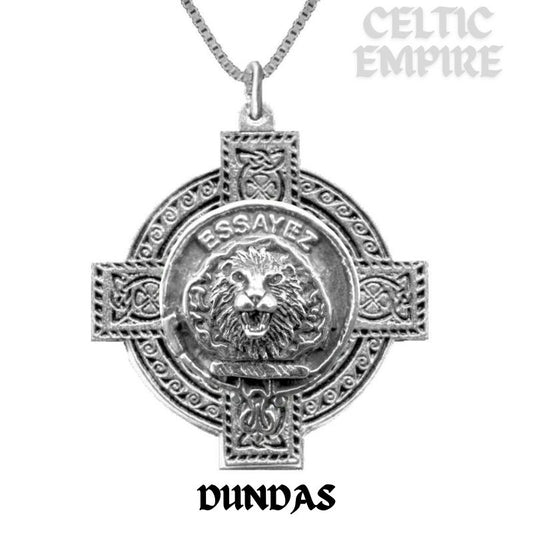 Dundas Family Clan Crest Celtic Cross Pendant Scottish