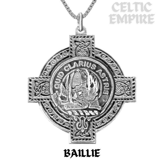 Baillie Family Clan Crest Celtic Cross Pendant Scottish