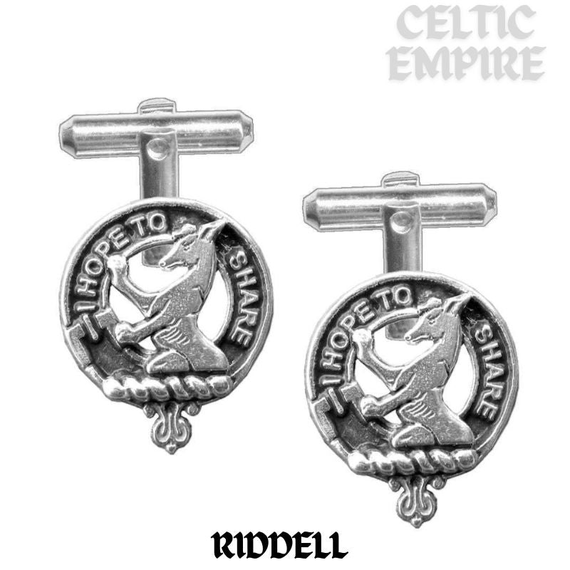 Riddell Family Clan Crest Scottish Cufflinks; Pewter, Sterling Silver and Karat Gold