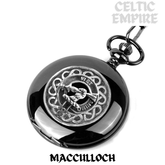 MacCulloch Family Clan Crest Black Pocket Watch