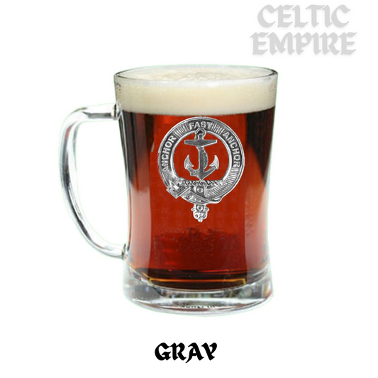 Gray  Crest Badge Beer Mug, Scottish Glass Tankard