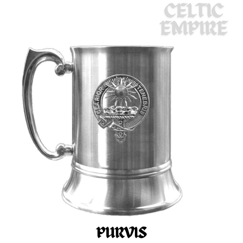 Purves Scottish Family Clan Crest Badge Tankard
