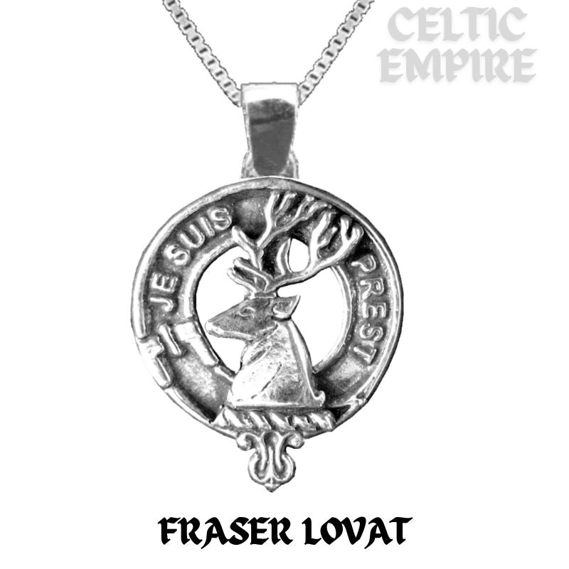 Fraser Lovat Large 1" Scottish Family Clan Crest Pendant - Sterling Silver