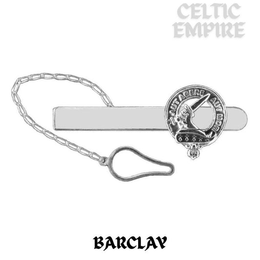 Barclay Family Clan Crest Scottish Button Loop Tie Bar ~ Sterling silver