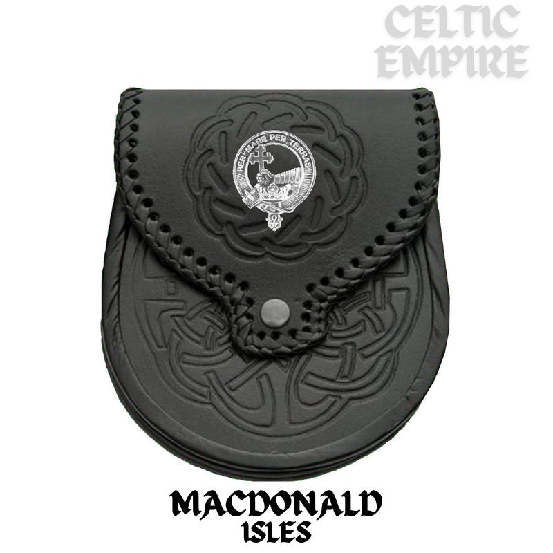 MacDonald (Isles) Scottish Family Clan Badge Sporran, Leather