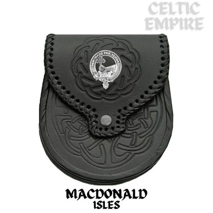 MacDonald (Isles) Scottish Family Clan Badge Sporran, Leather