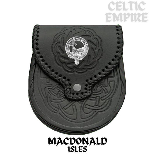 MacDonald (Isles) Scottish Family Clan Badge Sporran, Leather