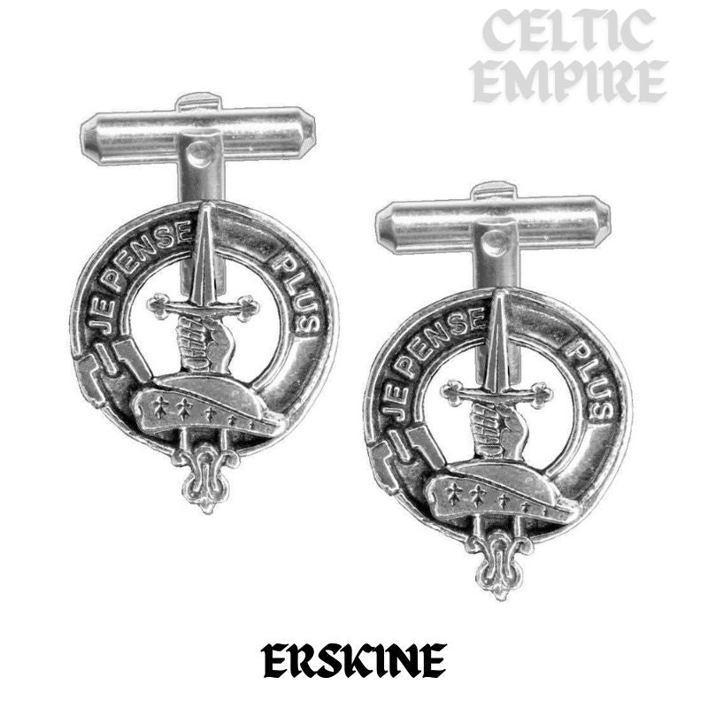 Erskine Family Clan Crest Scottish Cufflinks; Pewter, Sterling Silver and Karat Gold