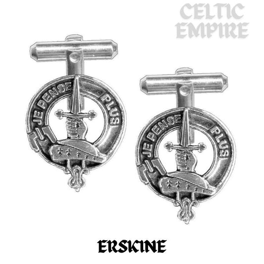 Erskine Family Clan Crest Scottish Cufflinks; Pewter, Sterling Silver and Karat Gold