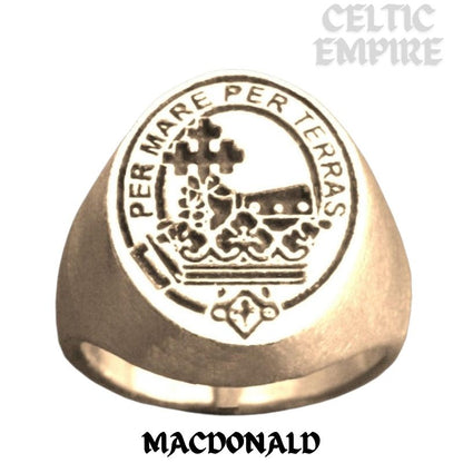 MacDonald Donald Scottish Family Clan Ring Sterling Silver Family Crest, Seal, - All Family Clans