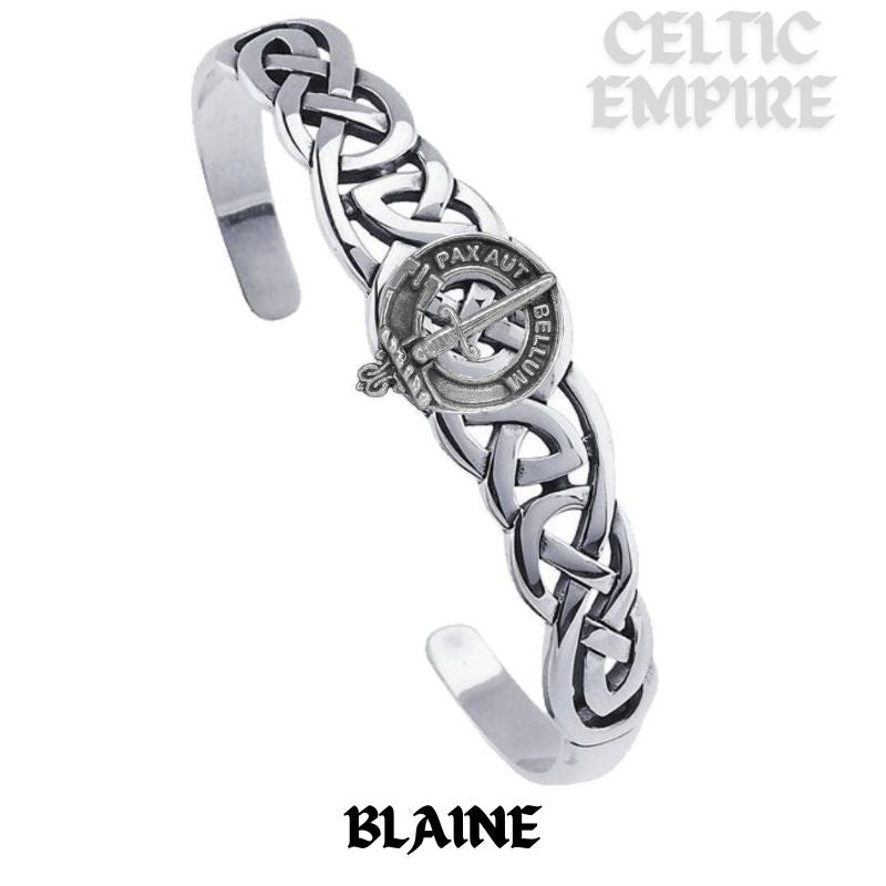 Blaine Family Clan Crest Celtic Cuff Bracelet