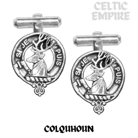 Colquhoun Family Clan Crest Scottish Cufflinks; Pewter, Sterling Silver and Karat Gold