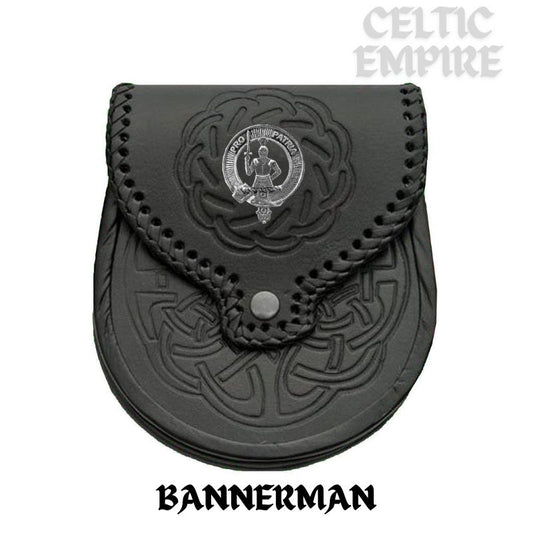 Bannerman Scottish Family Clan Badge Sporran, Leather