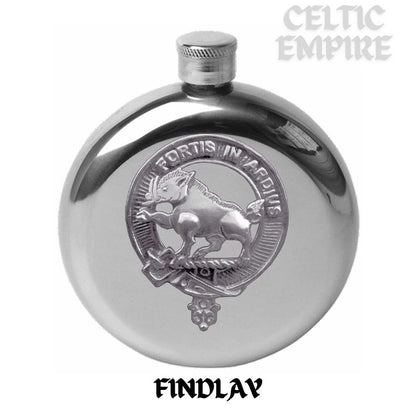 Findlay Round Family Clan Crest Scottish Badge Flask 5oz