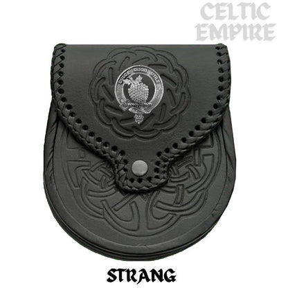Strang Scottish Family Clan Badge Sporran, Leather