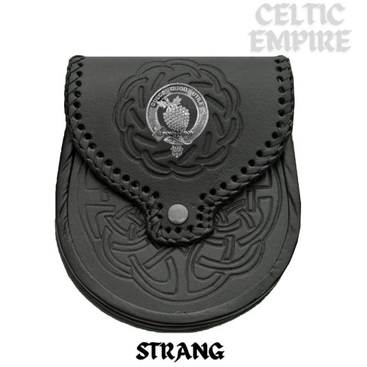 Strang Scottish Family Clan Badge Sporran, Leather