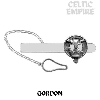 Gordon Family Clan Crest Scottish Button Loop Tie Bar ~ Sterling silver