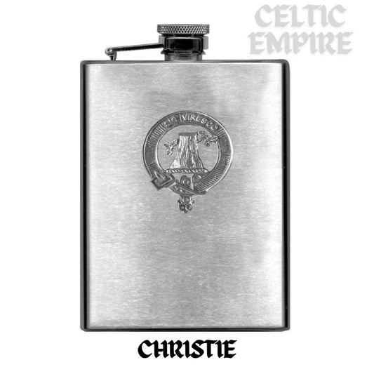 Christie Family Clan Crest Scottish Badge Stainless Steel Flask 8oz