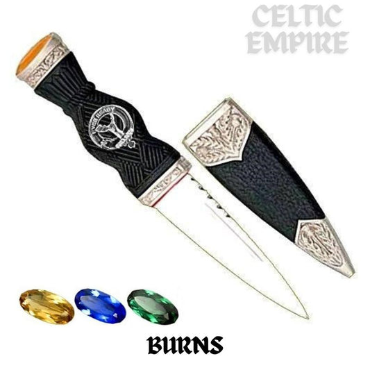 Burns Family Clan Crest Sgian Dubh, Scottish Knife