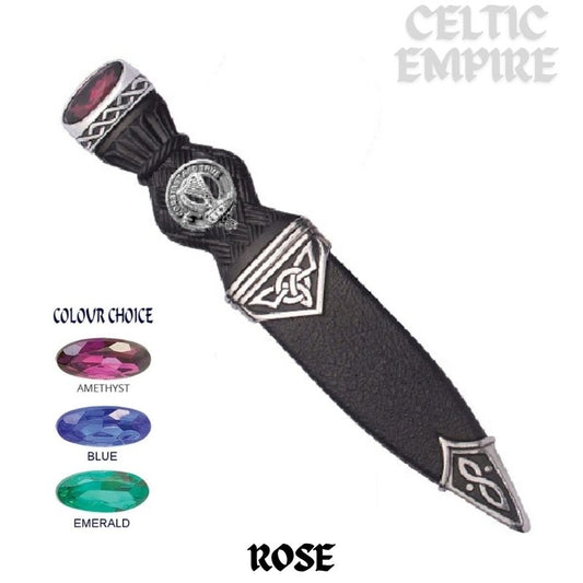 Rose Interlace Family Clan Crest Sgian Dubh, Scottish Knife