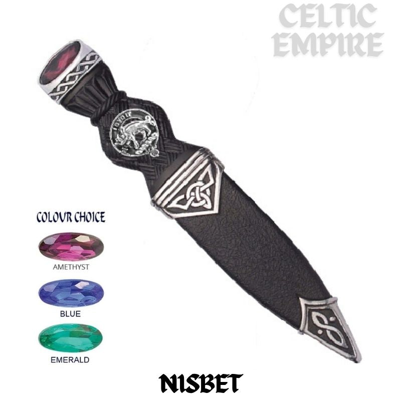 Nisbett Interlace Family Clan Crest Sgian Dubh, Scottish Knife