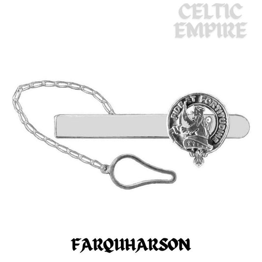 Farquharson Family Clan Crest Scottish Button Loop Tie Bar ~ Sterling silver