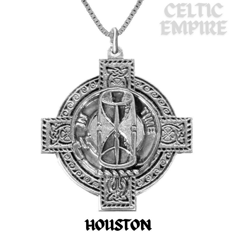 Houston Family Clan Crest Celtic Cross Pendant Scottish