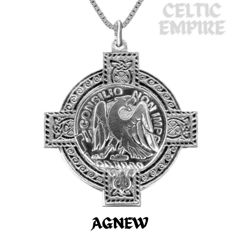 Agnew Family Clan Crest Celtic Cross Pendant Scottish