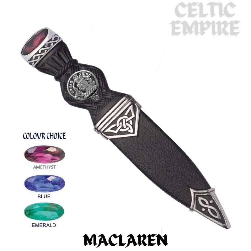 MacLaren Interlace Family Clan Crest Sgian Dubh, Scottish Knife