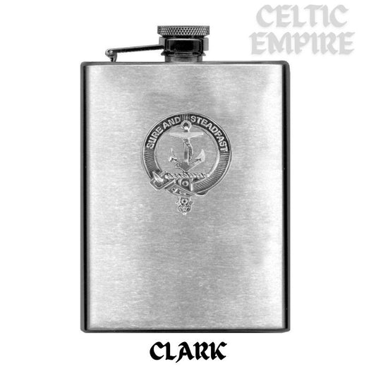 Clarke Family Clan Crest Scottish Badge Stainless Steel Flask 8oz