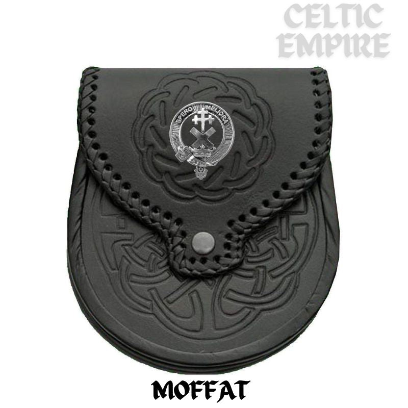 Moffatt Scottish Family Clan Badge Sporran, Leather