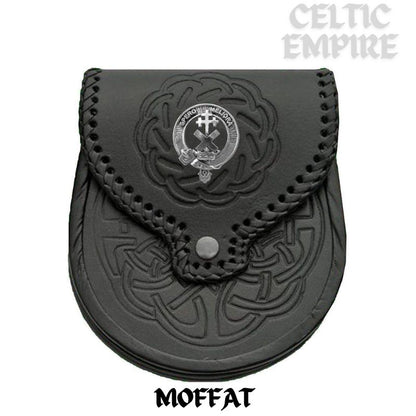 Moffatt Scottish Family Clan Badge Sporran, Leather