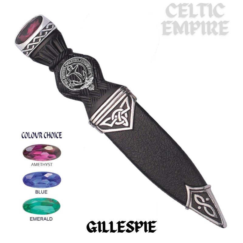 Gillespie Interlace Family Clan Crest Sgian Dubh, Scottish Knife