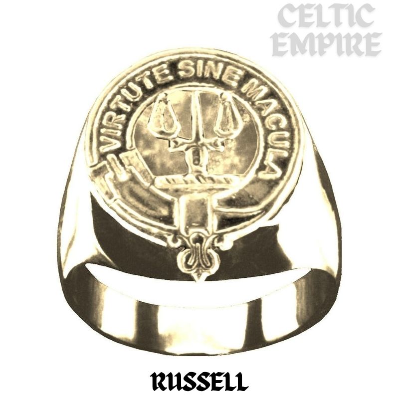 Russell Scottish Family Clan Crest Ring Sterling Silver and Karat Gold