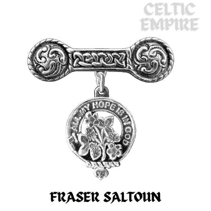 Fraser (Saltoun) Family Clan Crest Iona Bar Brooch - Sterling Silver