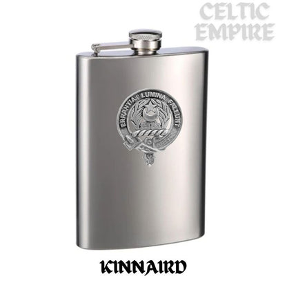 Kinnaird 8oz Family Clan Crest Scottish Badge Stainless Steel Flask