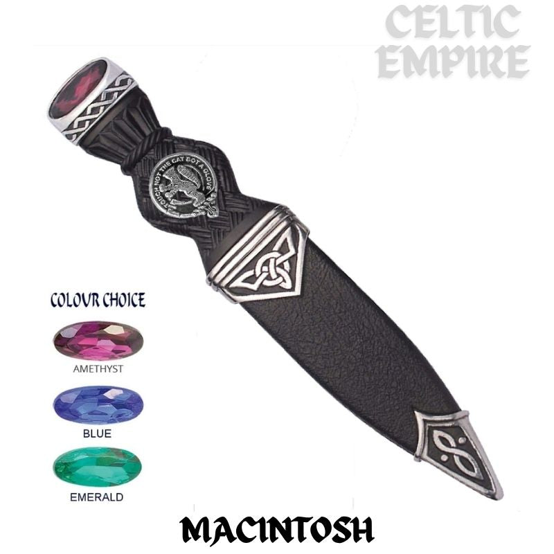 MacIntosh Interlace Family Clan Crest Sgian Dubh, Scottish Knife