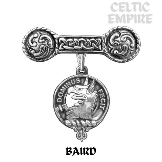 Baird Family Clan Crest Iona Bar Brooch - Sterling Silver