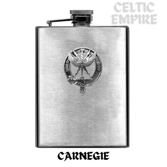 Carnegie Family Clan Crest Scottish Badge Stainless Steel Flask 8oz