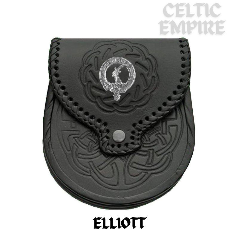 Elliott Scottish Family Clan Badge Sporran, Leather