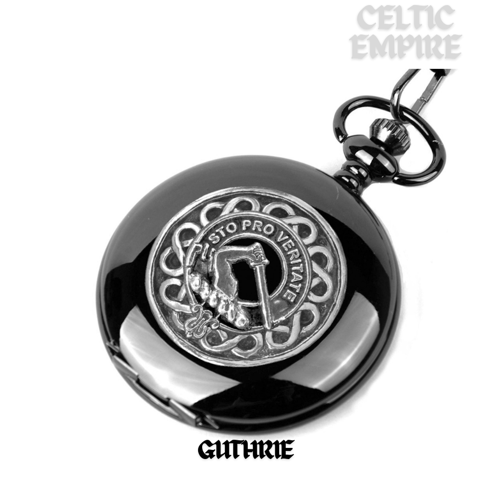 Guthrie Family Clan Crest  Black Pocket Watch