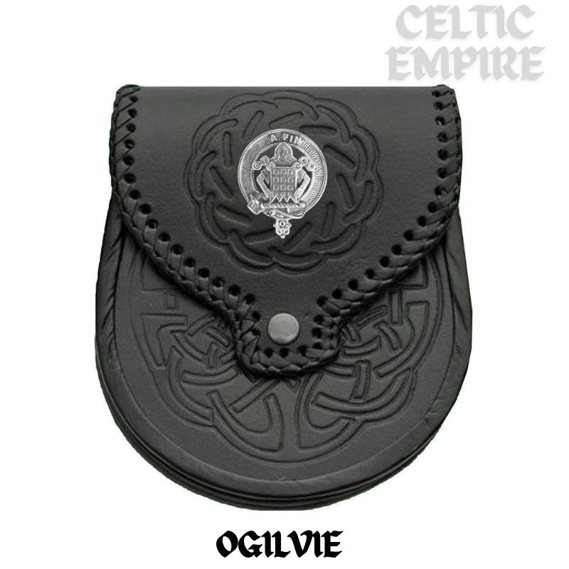 Ogilvie Scottish Family Clan Badge Sporran, Leather