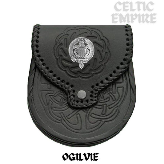 Ogilvie Scottish Family Clan Badge Sporran, Leather