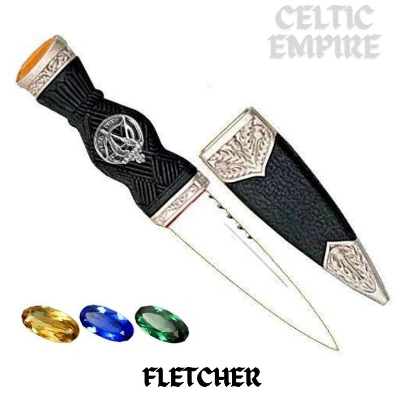 Fletcher Family Clan Crest Sgian Dubh, Scottish Knife