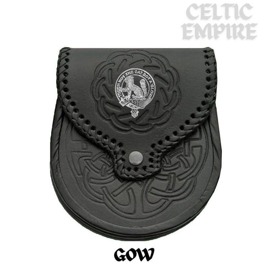 Gow Scottish Family Clan Badge Sporran, Leather