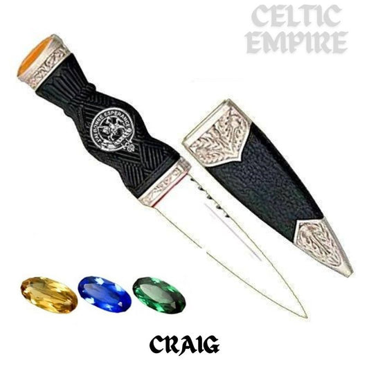 Craig Family Clan Crest Sgian Dubh, Scottish Knife