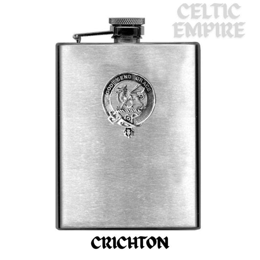 Crichton Family Clan Crest Scottish Badge Stainless Steel Flask 8oz