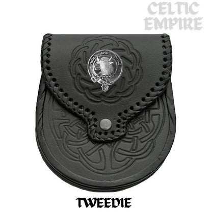 Tweedie Scottish Family Clan Badge Sporran, Leather