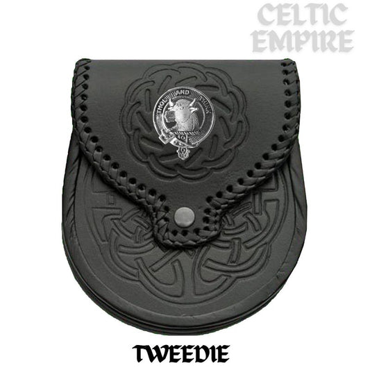 Tweedie Scottish Family Clan Badge Sporran, Leather